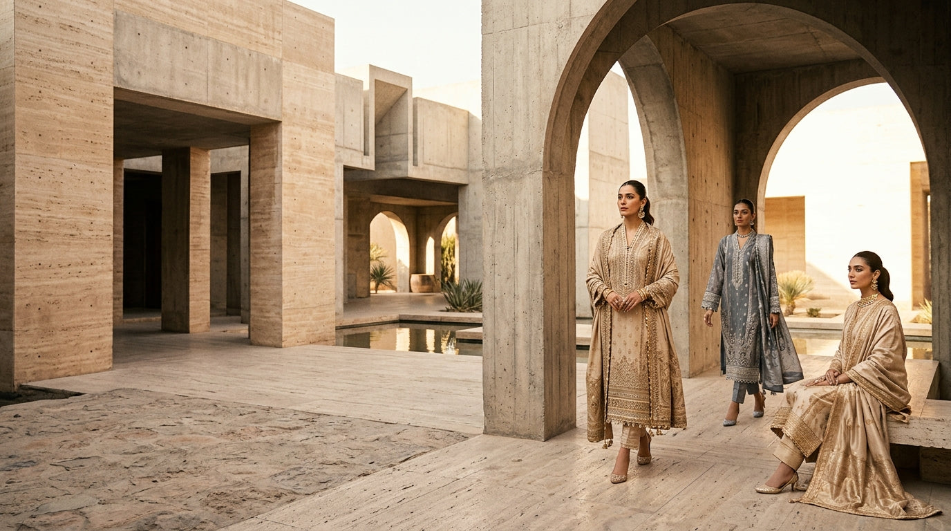 Royal Silk Jacquard Festive Suit (Desert Sand)